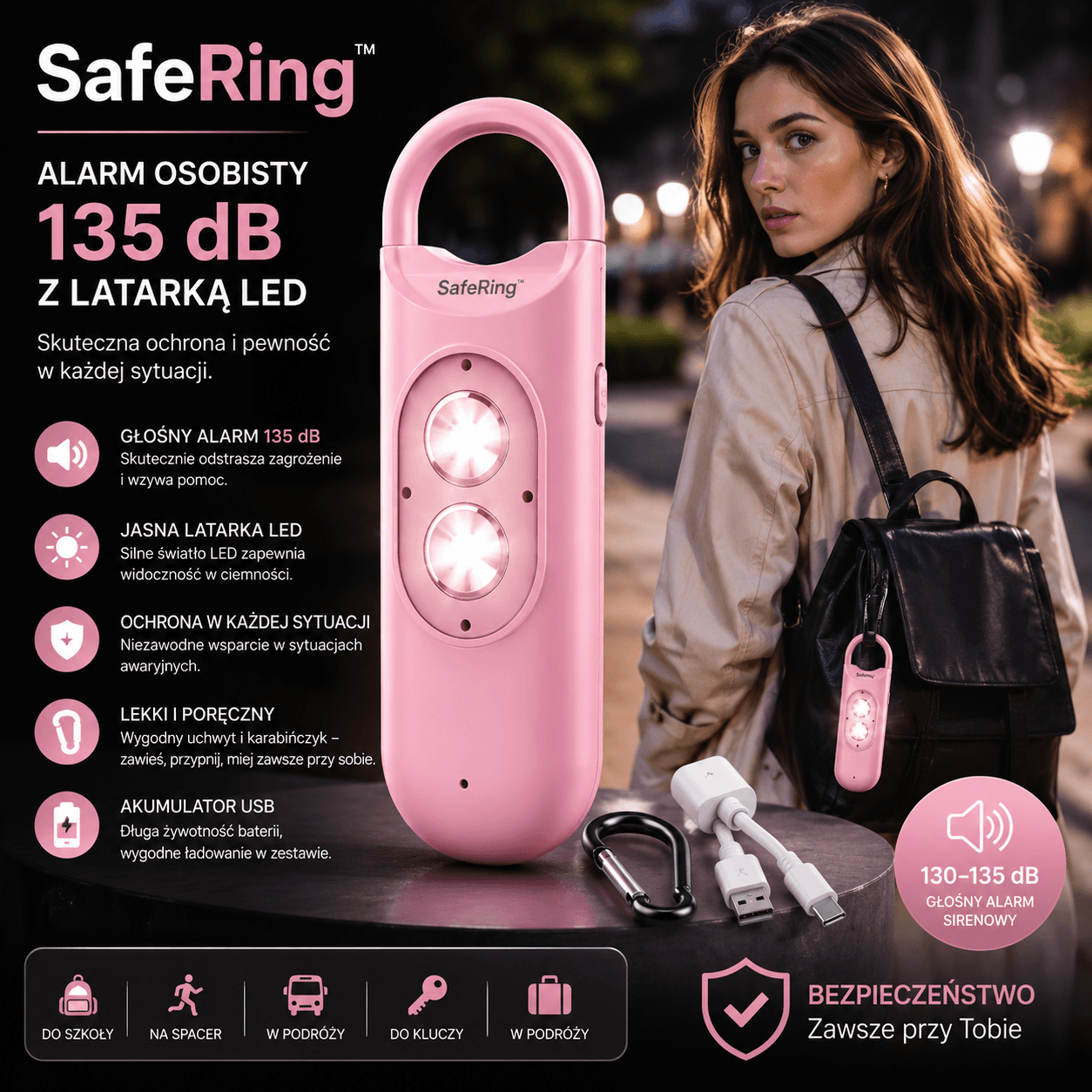 SafeRing™ Osobisty Alarm Bezpieczeństwa
